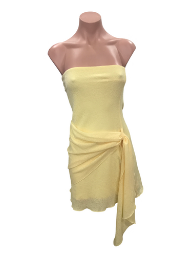 Strapless Wrap Yellow Mini Dress