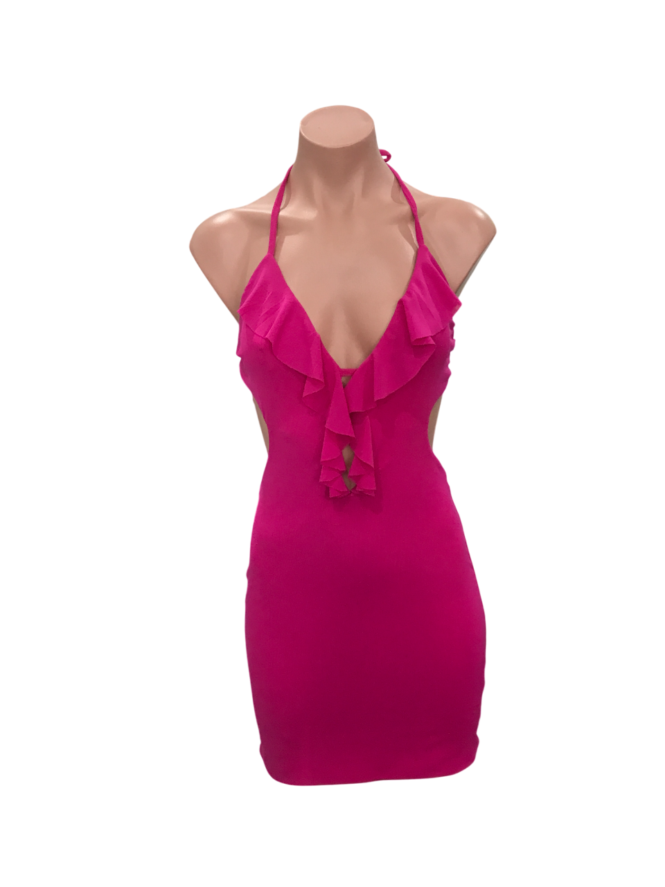 Hot Pink Halter Mini Dress