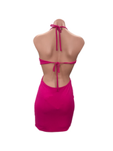 Load image into Gallery viewer, Hot Pink Halter Mini Dress