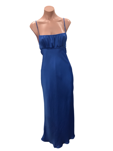 Satin Blue Slip Midi Dress