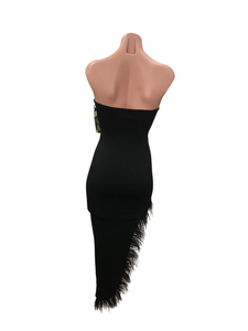 Black Feather Midi Dress