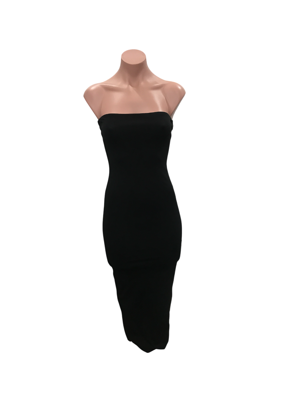 Strapless Black Midi Dress