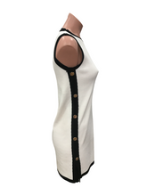 Load image into Gallery viewer, White Gold Button Mini Dress