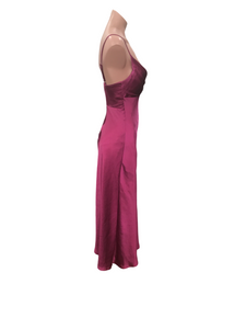 Fuschia Satin Long Dress