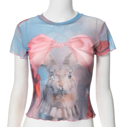 Y2K Rabbit Mesh Top