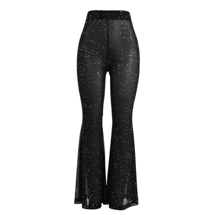 Rave Sequin Flare Pants - Black