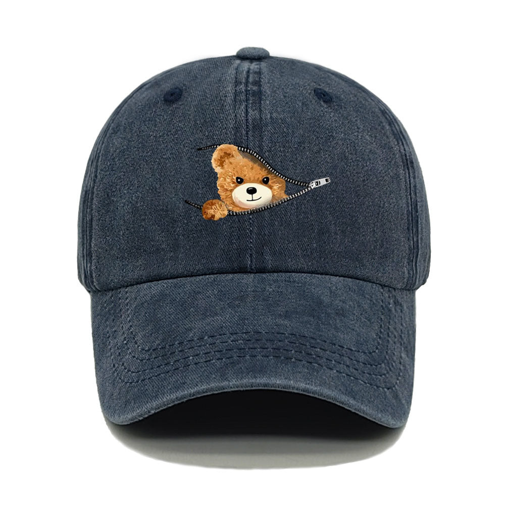 Teddy Bear Baseball Cap - Dark Washed Blue