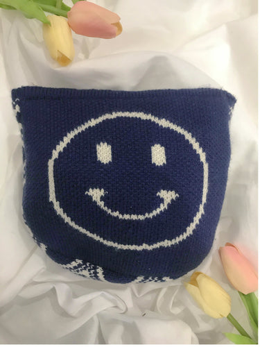 Smiley Clutch in Dark Blue