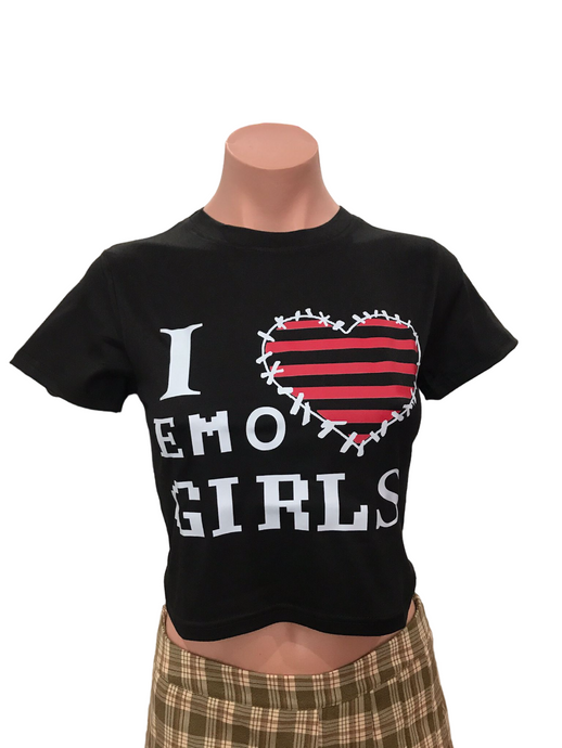 I Love Emo Girls Crop Tee Black