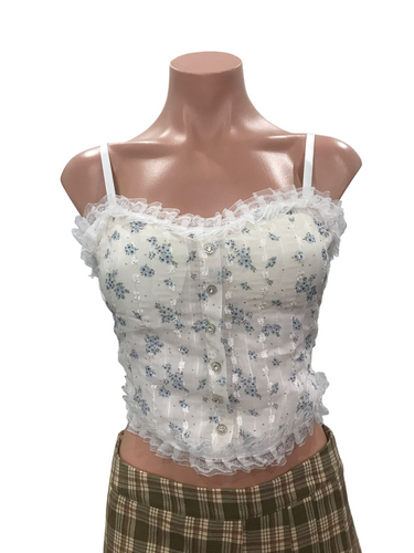 Cami Flower Lace Top - Blue Bell