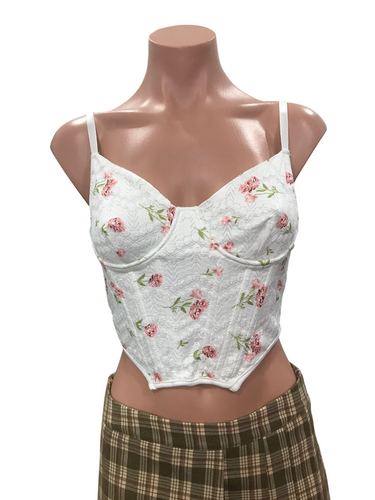 Corset Style Top - Pink Rose