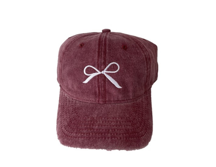 Bow Baseball Caps - Maroon