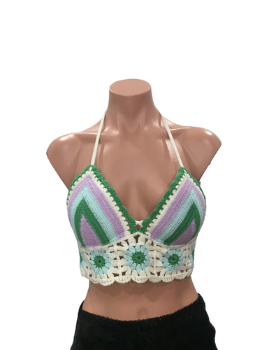 Line Crochet Top - Milky Green