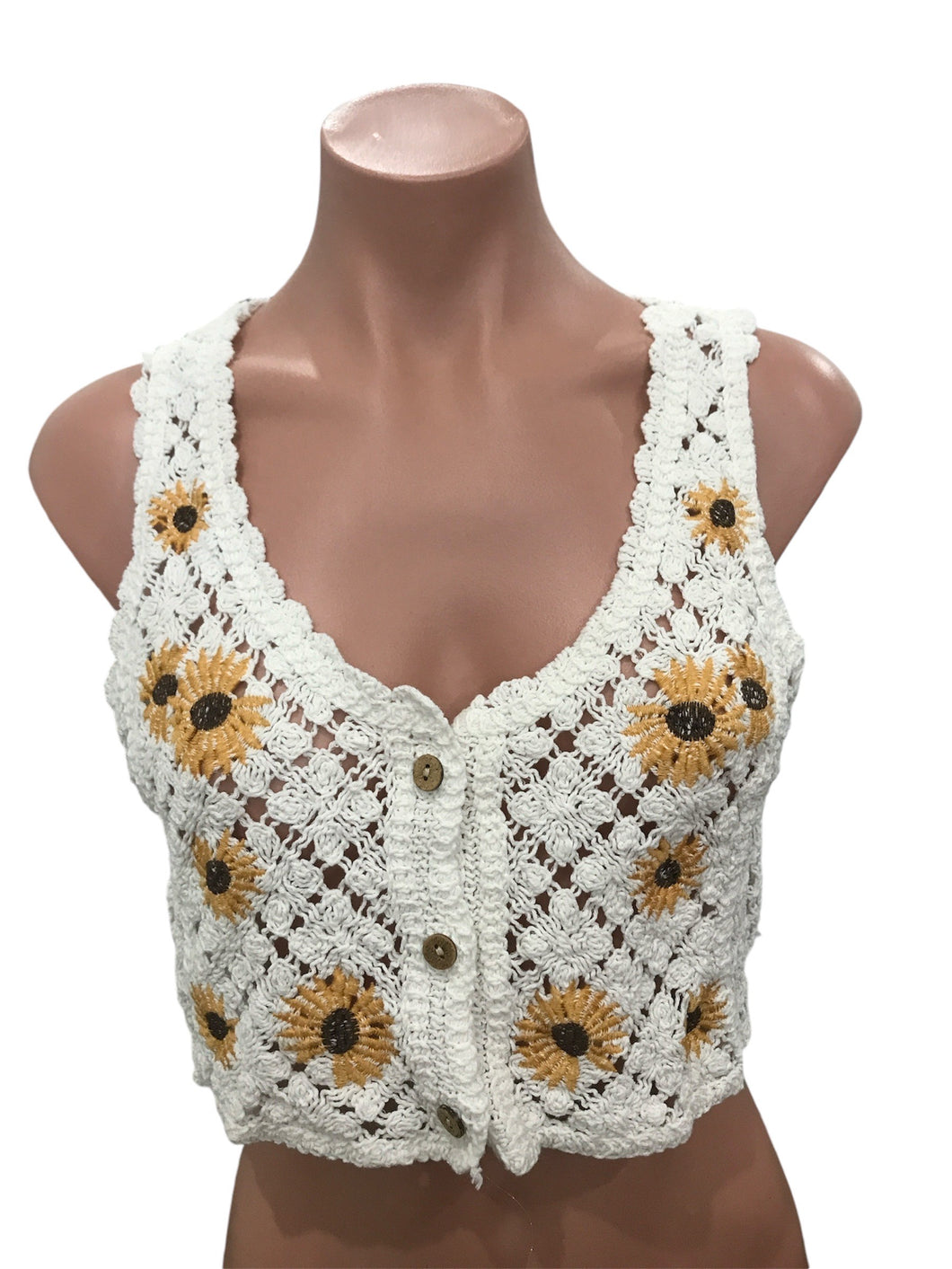 Sunflower Crochet Vest Top