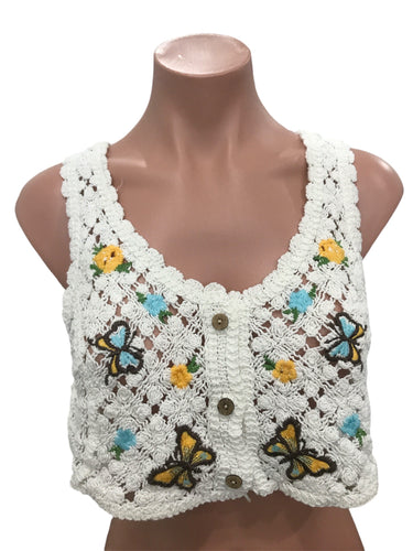 Butterfly Crochet Vest Top