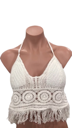 Halter Crochet Top White