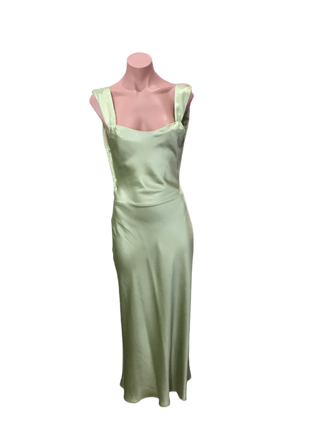 Princess Satin Long Dress - Sage