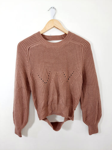 Tie Back Backless Style Knit Top Chocolate