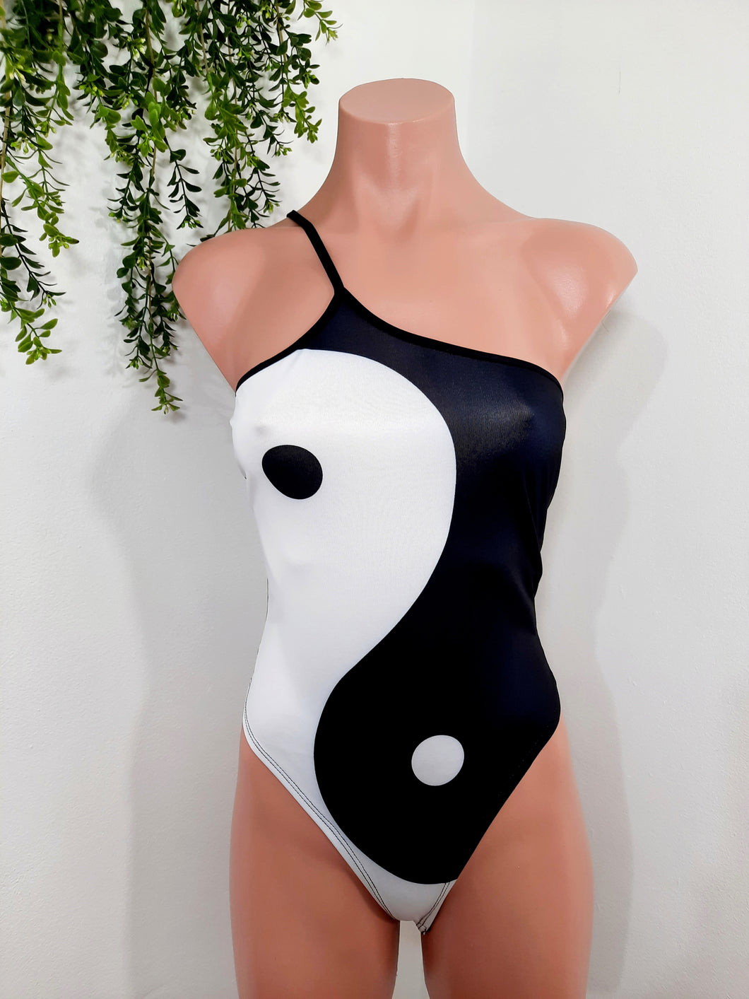 Sleeveless Tai Chi Print Stretchy Bodysuits Black