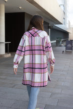 Load image into Gallery viewer, Plaid Midi Shirt Jacket Pink